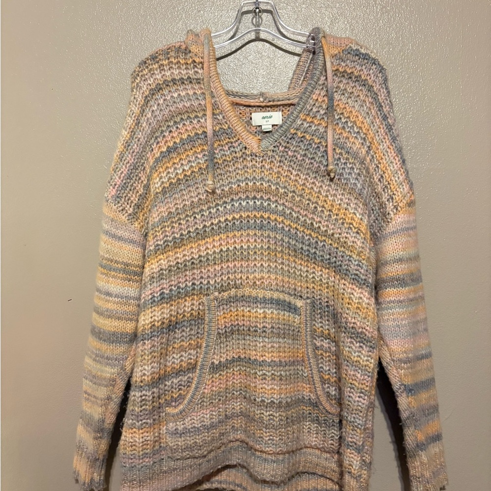 Aerie Pastel Striped V-Neck Sweater